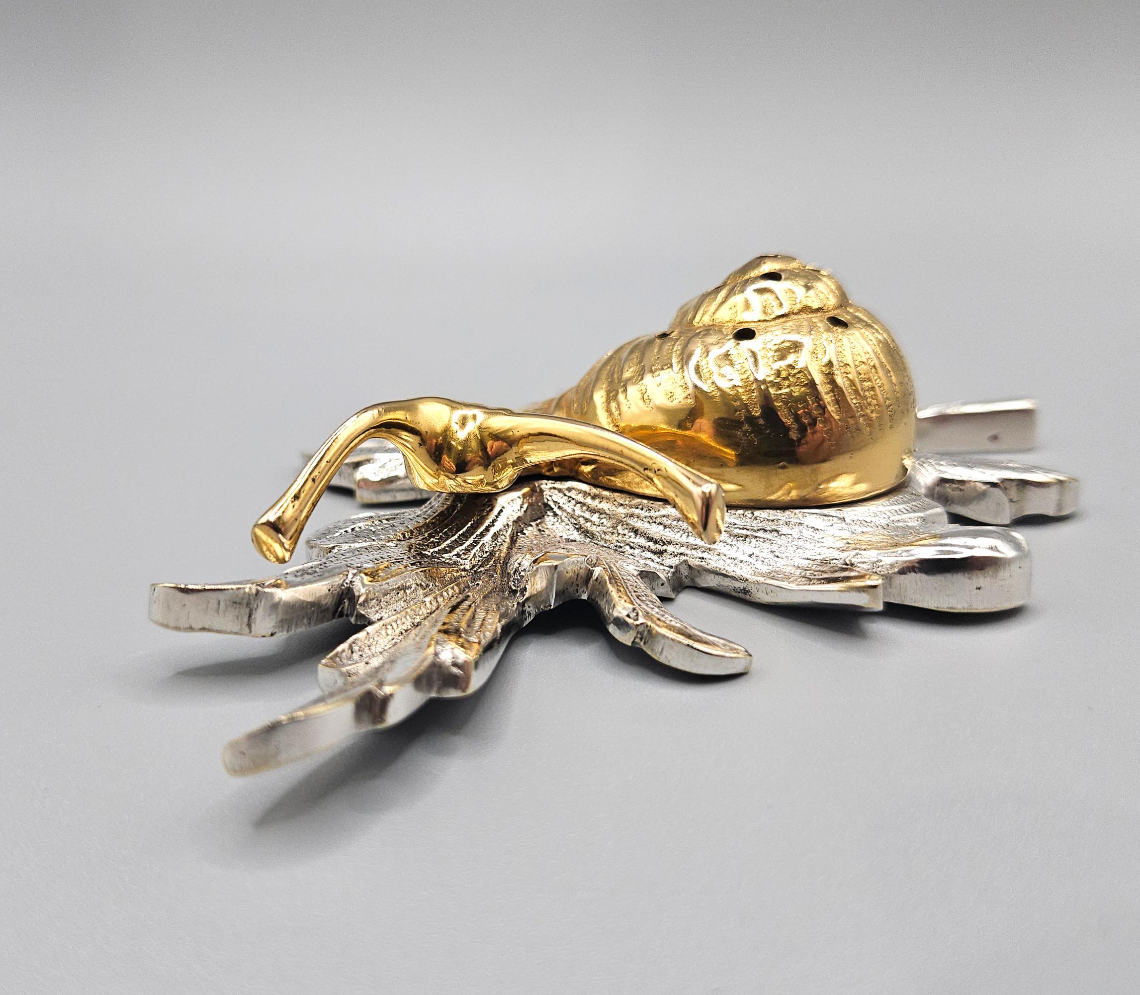 Set de baguettes à cocktail de luxe en or et argent plaqué Art Deco Snail, France, c. 1930 en vente 11