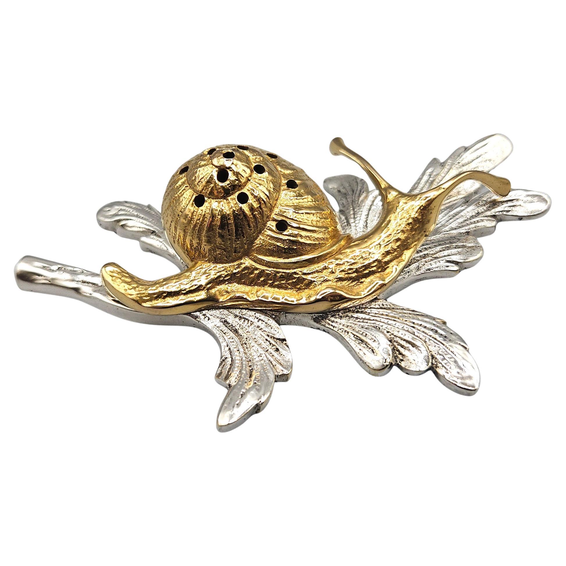 Set de baguettes à cocktail de luxe en or et argent plaqué Art Deco Snail, France, c. 1930 en vente 13