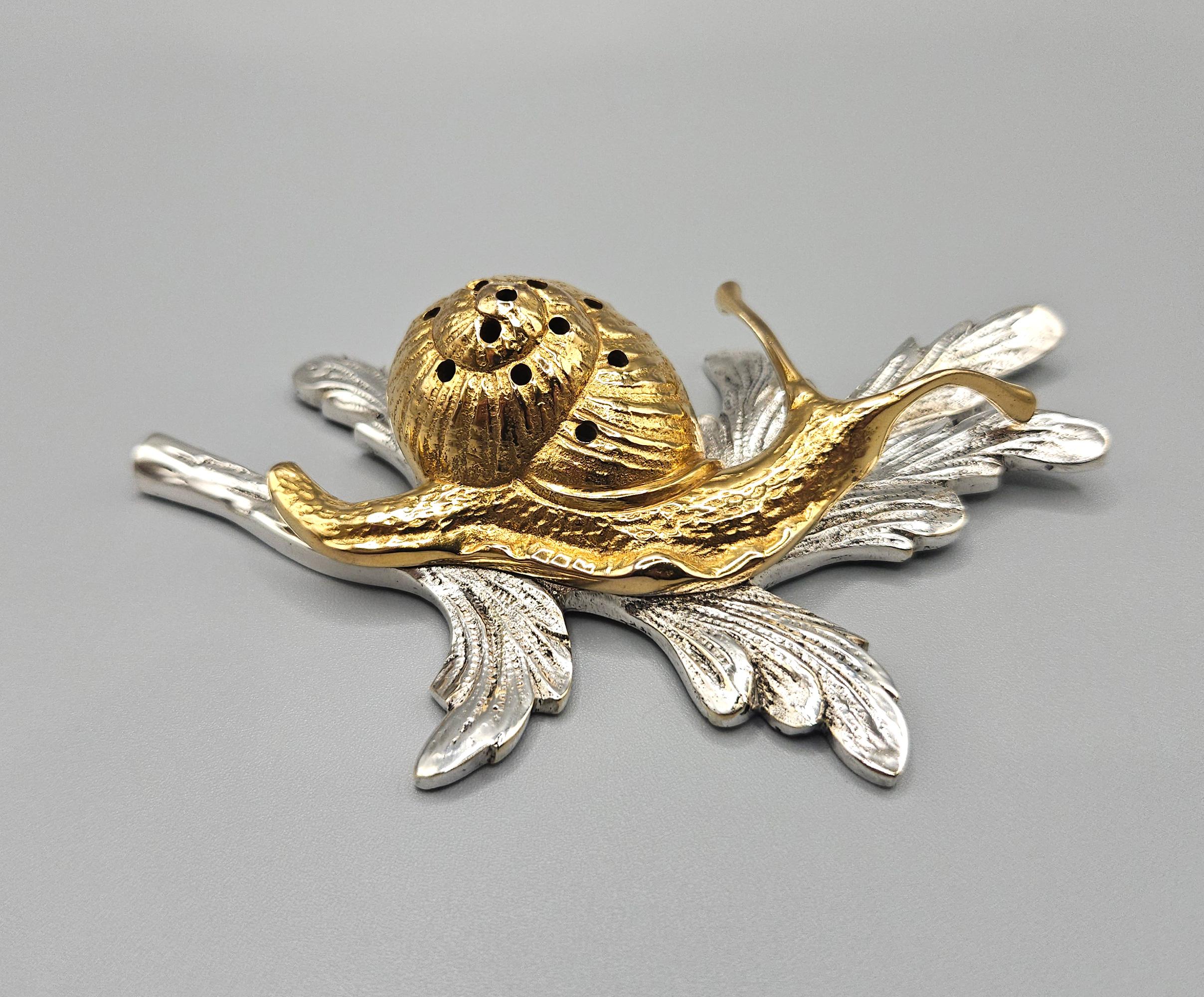 Set de baguettes à cocktail de luxe en or et argent plaqué Art Deco Snail, France, c. 1930 en vente 1