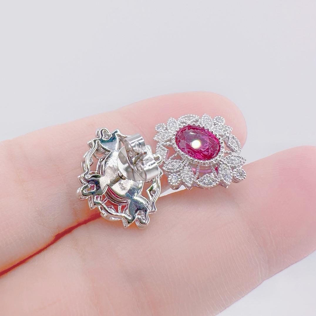 Orecchini di lusso con diamanti Padparadscha non riscaldati certificati GRC in vendita 1