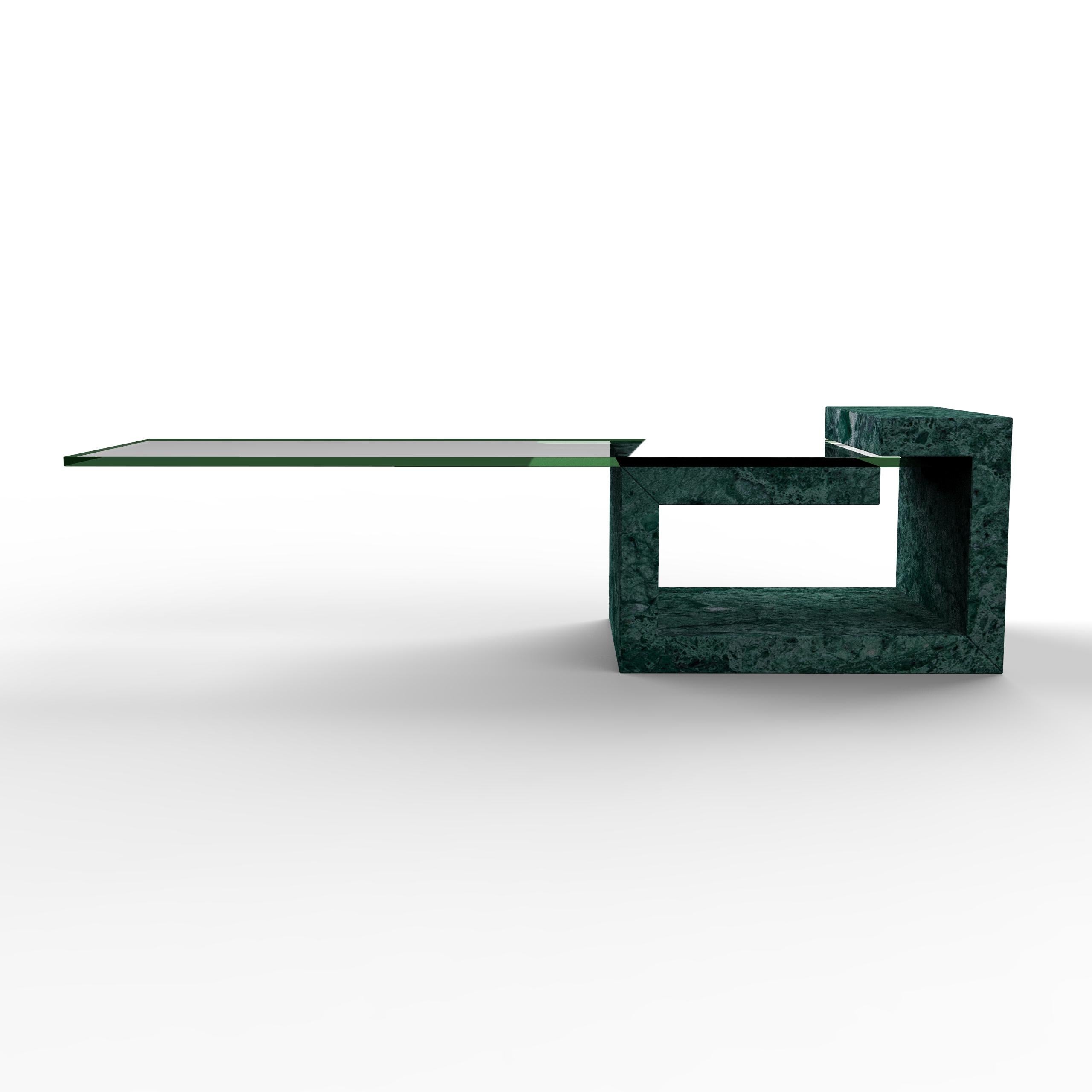 Luxury Green Marble Coffee Table Dove by Joaquín Moll Custom Modern Design Spain (Moderne) im Angebot