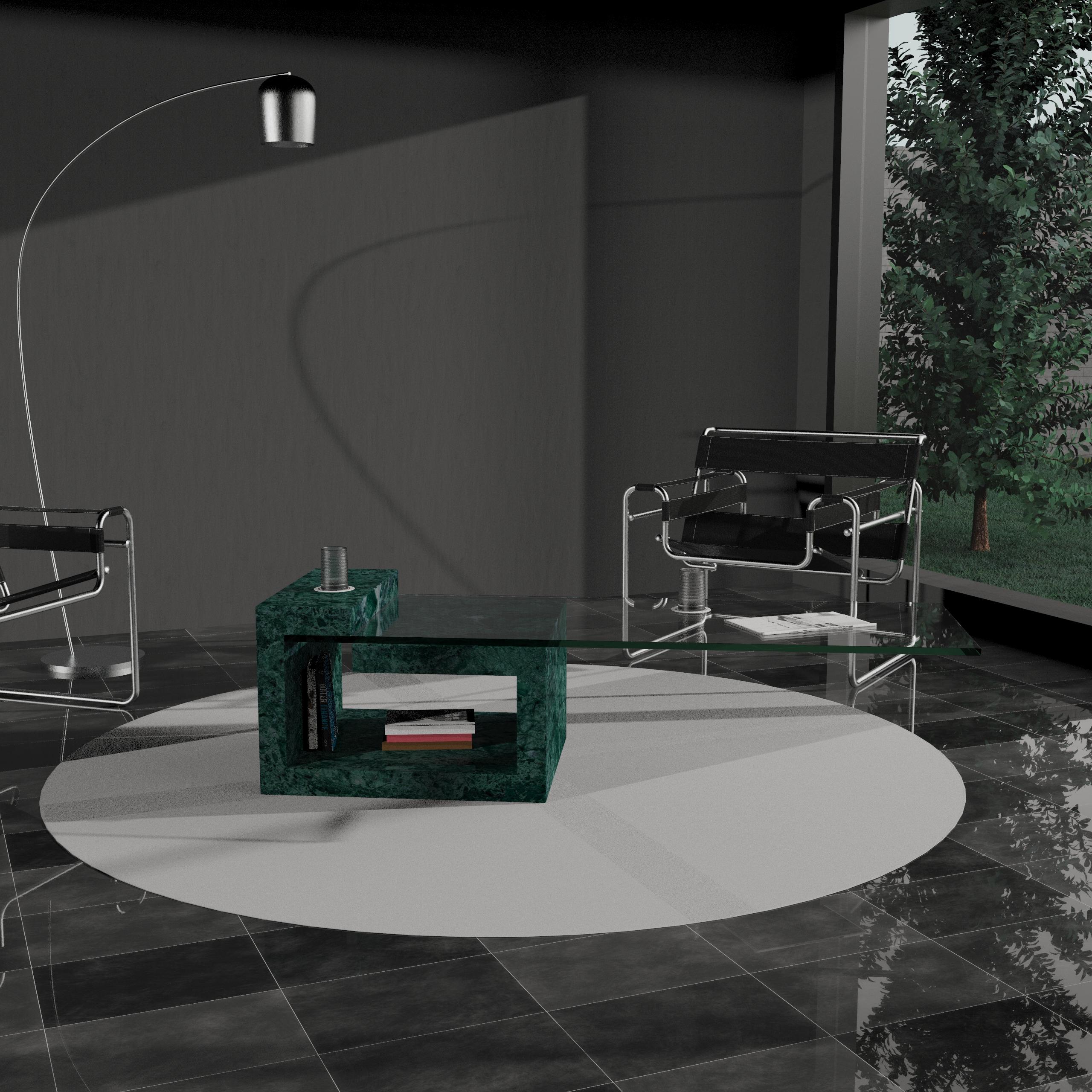 Luxury Green Marble Coffee Table Dove by Joaquín Moll Custom Modern Design Spain im Zustand „Neu“ im Angebot in VALVERDE DEL MAJANO, CL