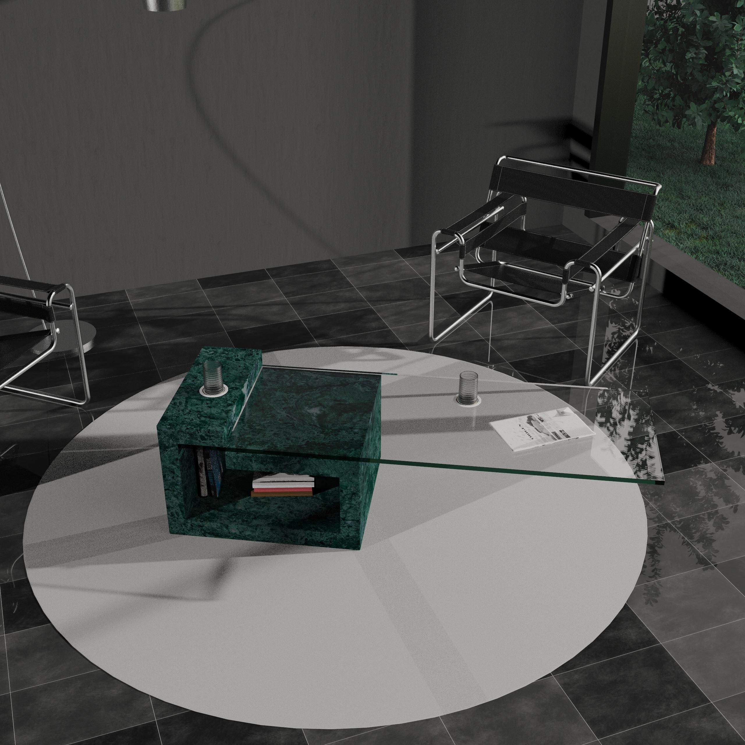 Luxury Green Marble Coffee Table Dove by Joaquín Moll Custom Modern Design Spain (21. Jahrhundert und zeitgenössisch) im Angebot