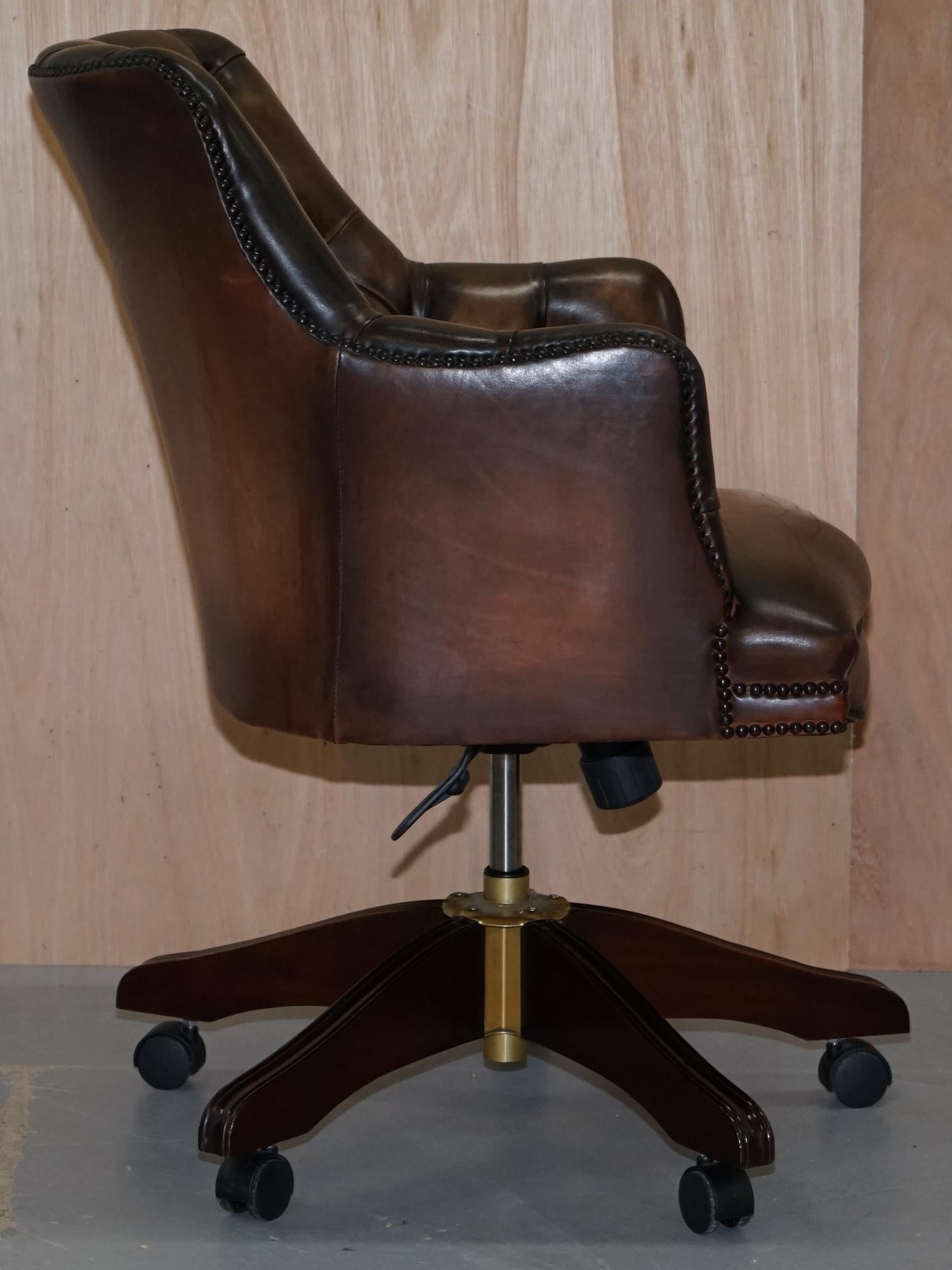 Luxury Hand Dyed Vintage Brown Leather Office Desk Captains Directors Chair 1
