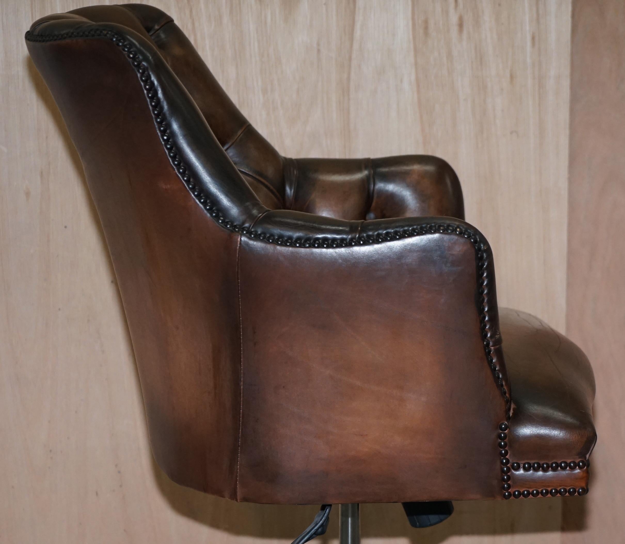 Luxury Hand Dyed Vintage Brown Leather Office Desk Captains Directors Chair 2