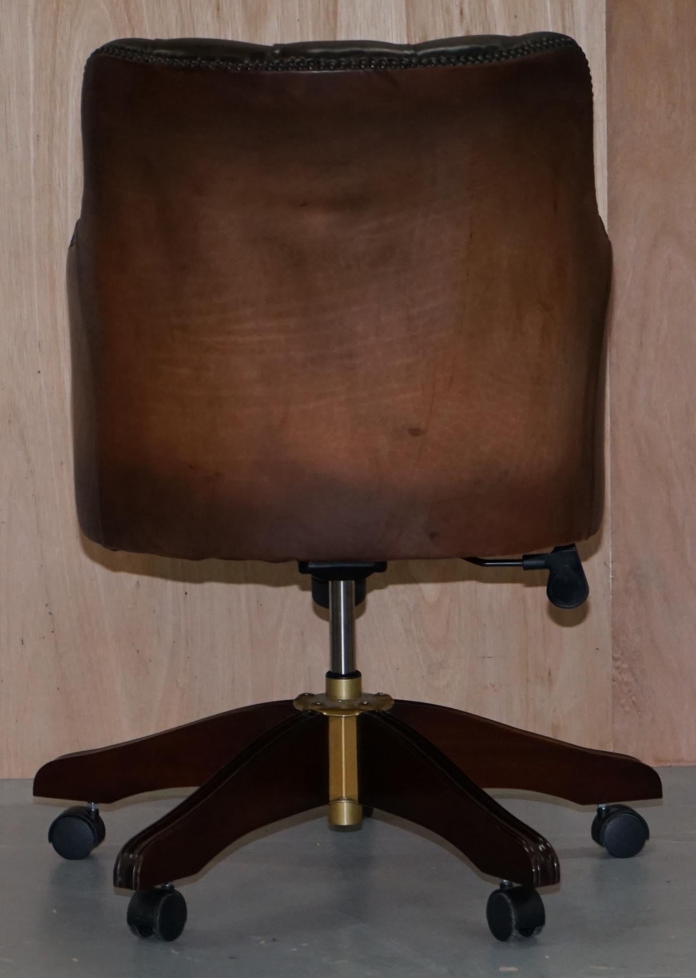 Luxury Hand Dyed Vintage Brown Leather Office Desk Captains Directors Chair 3