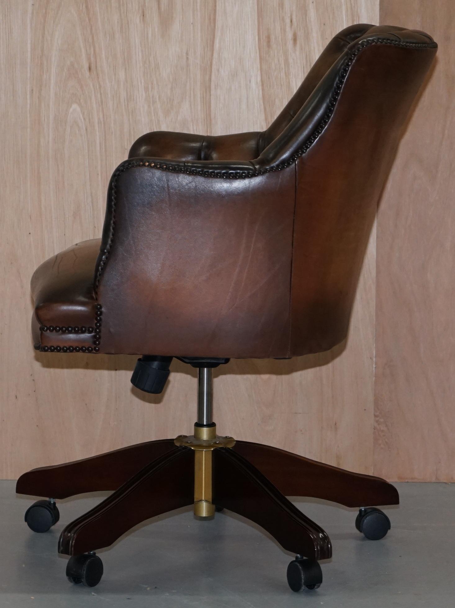 Luxury Hand Dyed Vintage Brown Leather Office Desk Captains Directors Chair 6