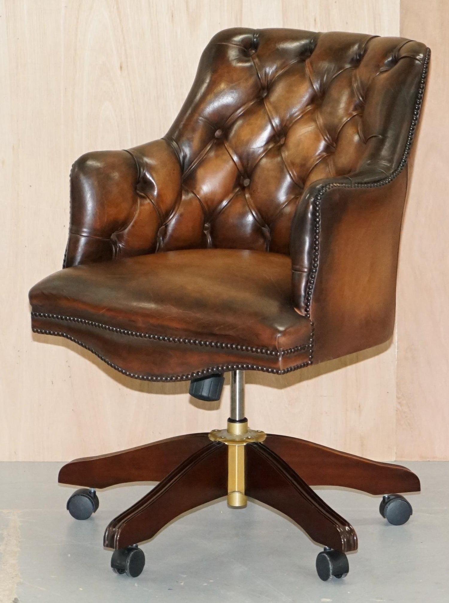 Luxury Hand Dyed Vintage Brown Leather Office Desk Captains Directors Chair At 1stdibs It's luxury in just how effective it all told, it's an expensive, luxury office chair, but not because of whims of fanciness and wealth, but because it is a throne built on the idea that a chair. luxury hand dyed vintage brown leather office desk captains directors chair