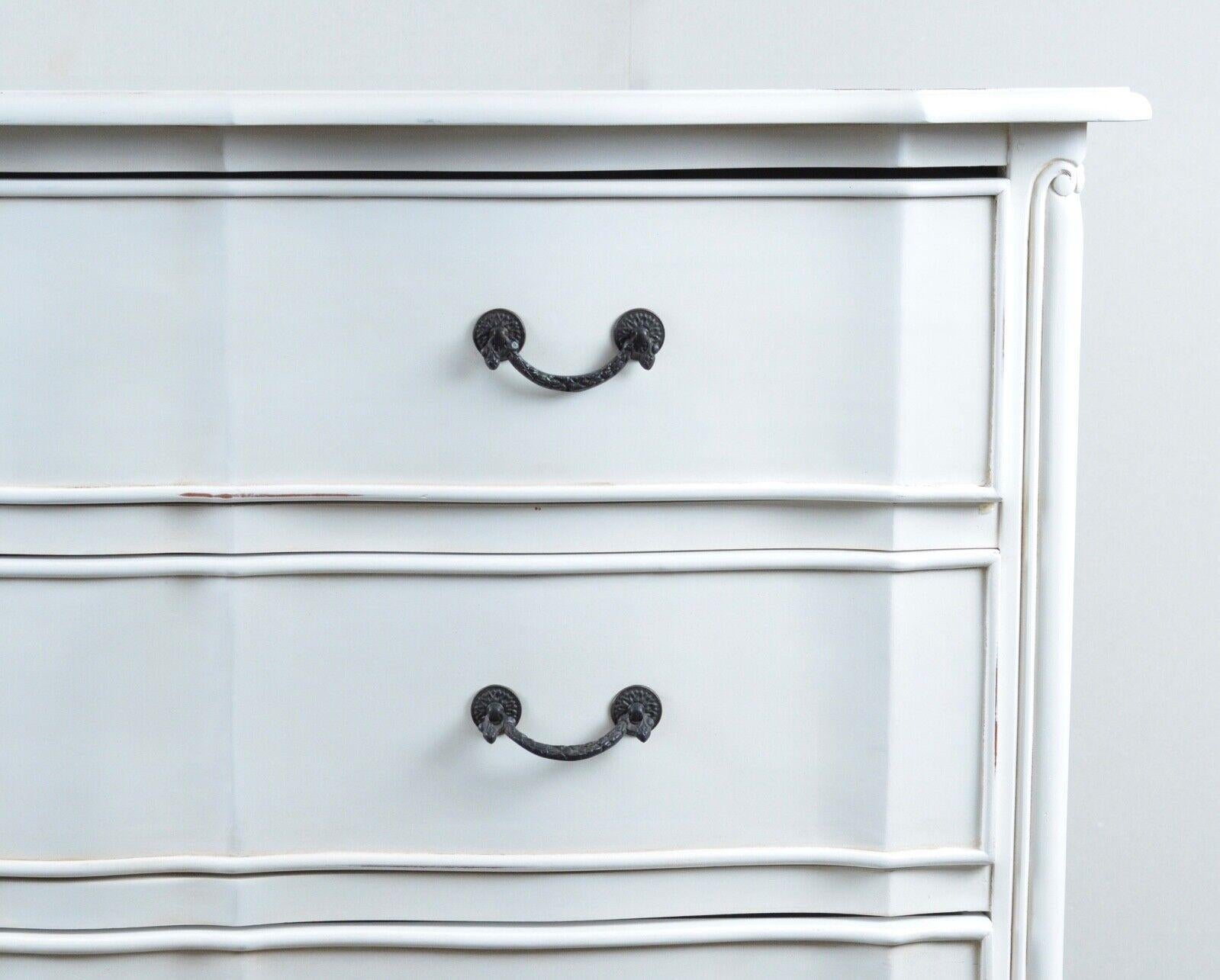 Art Deco Luxury Hand Finished in a Lightly Distressed Antique White Chest of Drawers