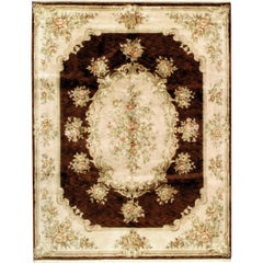 Luxury Hand-Knotted European Belvoir Brown/Cream 10x14 Rug