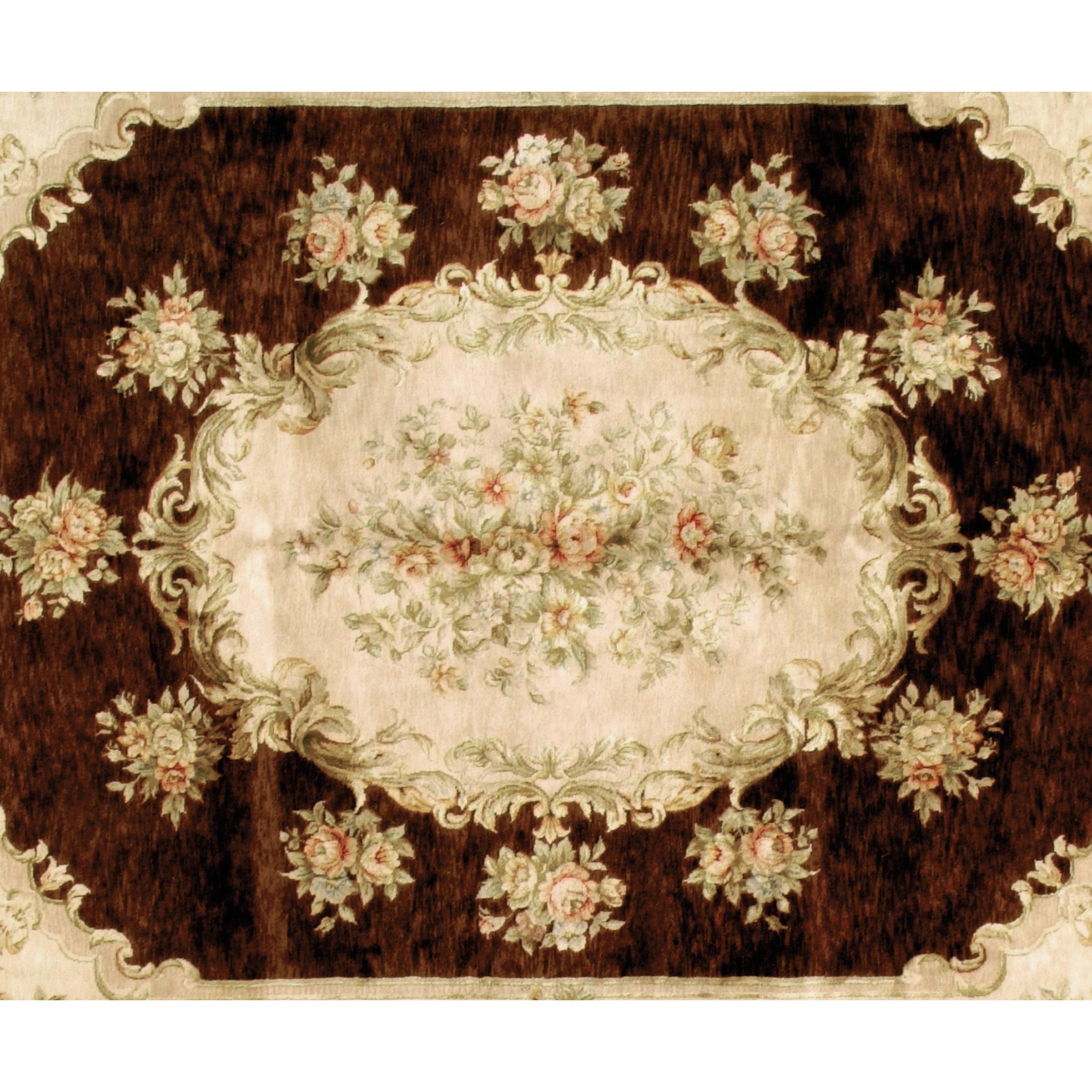 Chinese Luxury Hand-Knotted European Belvoir Brown/Cream 10x14 Rug For Sale