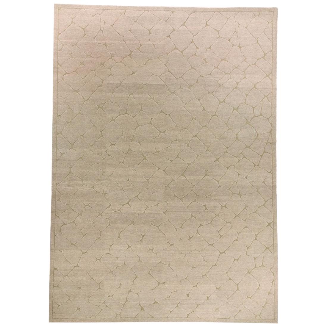 Luxus-Teppich aus handgewebter Wolle / Seide in Grau, 8''x10''4 im Angebot