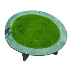 Lujosa Mesa Baja Artesanal de Mármol Natural Verde Resina Minerales, Carla Baz