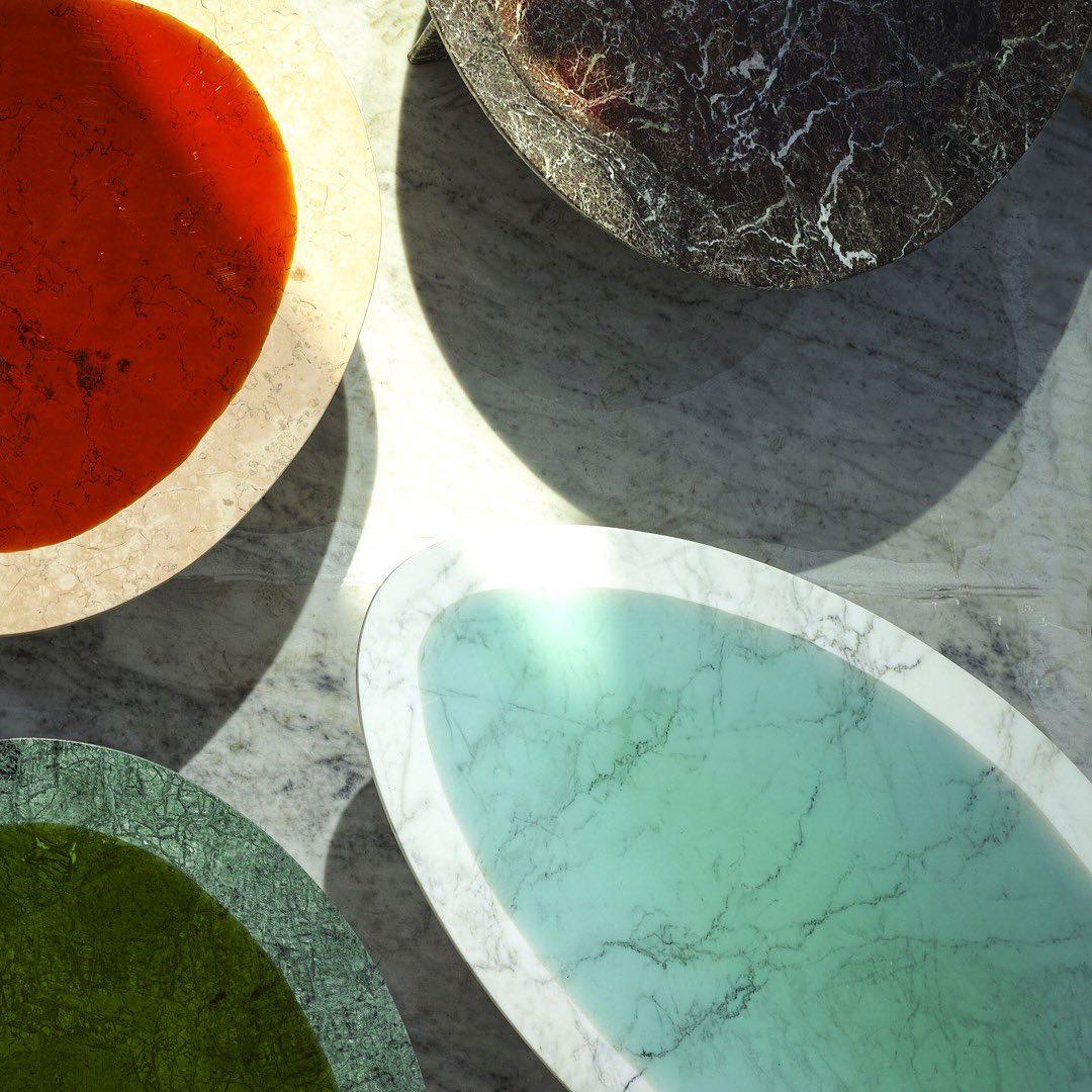Resina Lusso artigianale in marmo naturale, resina turchese, tavolo basso Minerali, Carla Baz in vendita