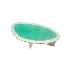 Luxury Handcrafted Natural Marble Turquoise Resin Low Table Minerals, Carla Baz