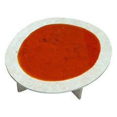 Luxury Handcrafted Natural Solid Marble Red Resin Low Table Minerals, Carla Baz