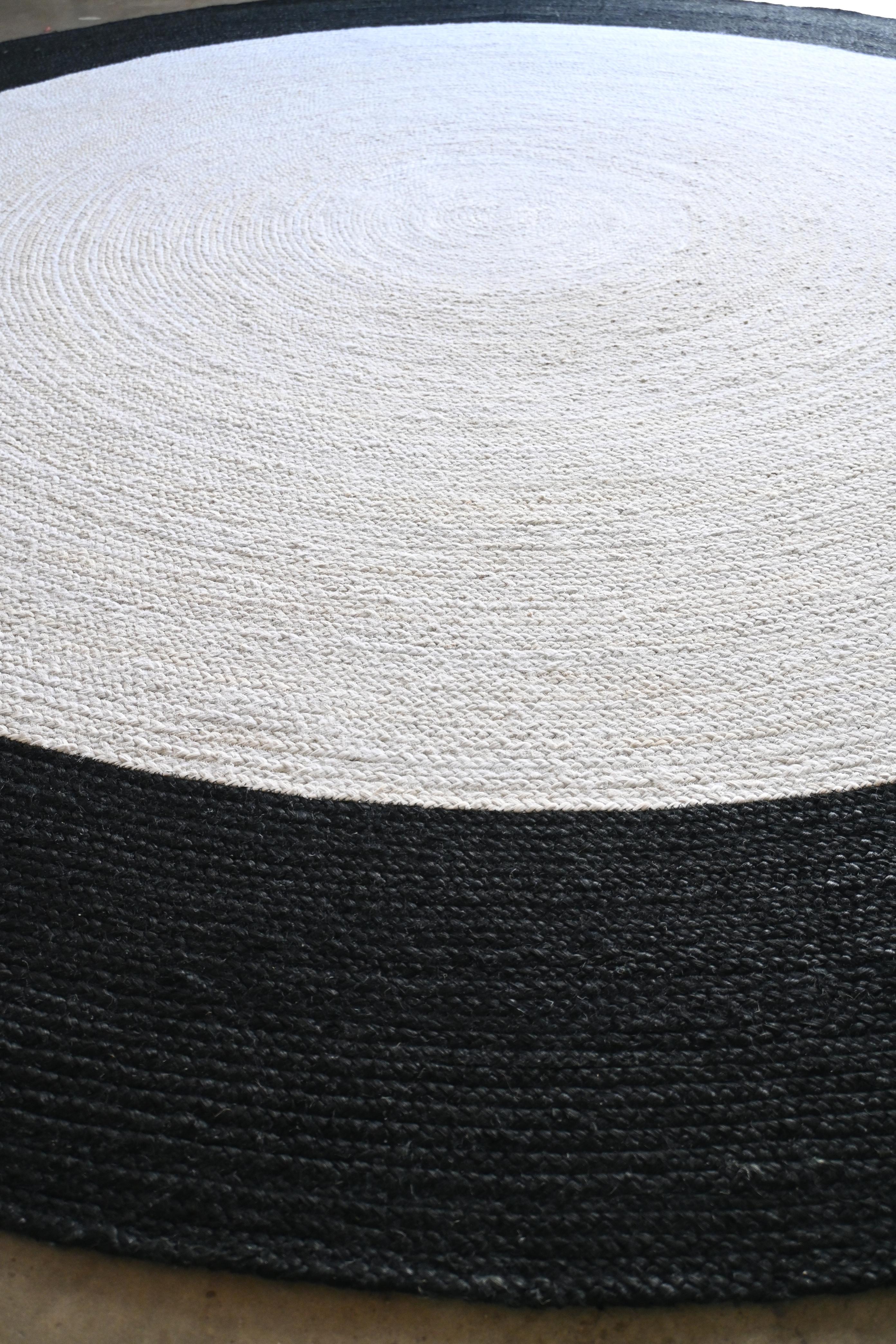 Espagnol LUXURY HANDMADE WHITE NOIR JUTE ELYSEE organique  12 Ø Ft