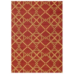 Luxury Handspun Wool Red / Gold Area Rug 10'x14'