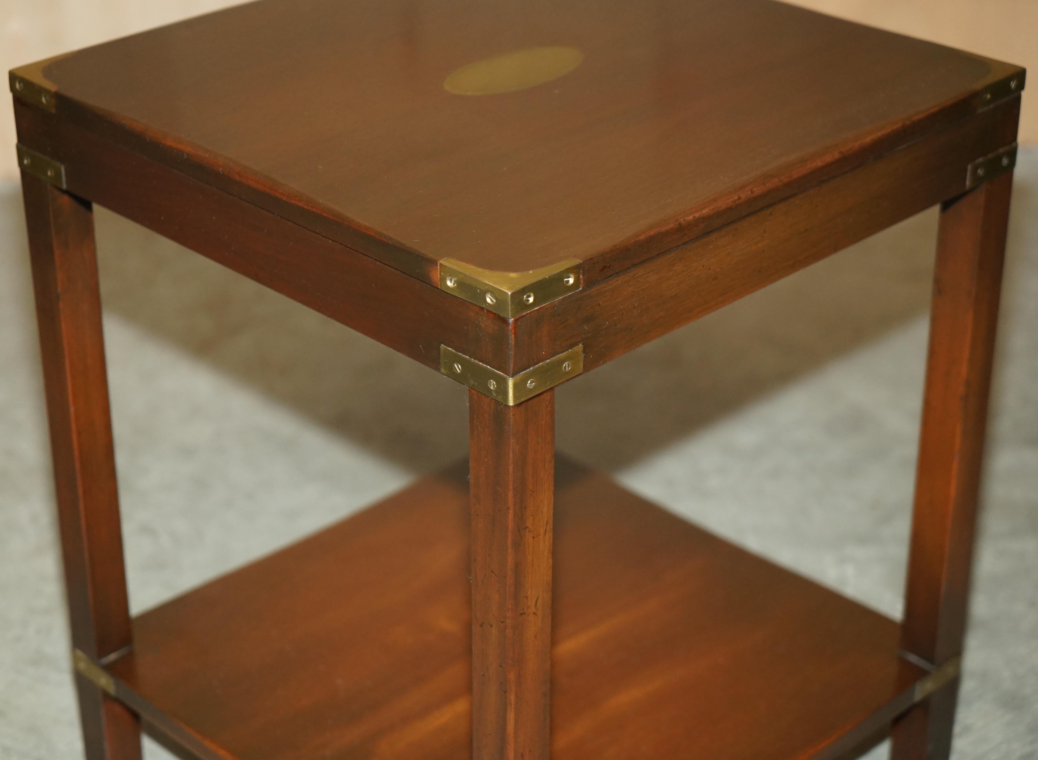 LUXURY HARRODS LONDON KENNEDY MILITARY CAMPAIGN HiGH SIDE END TABLE HARDWOOD For Sale 3