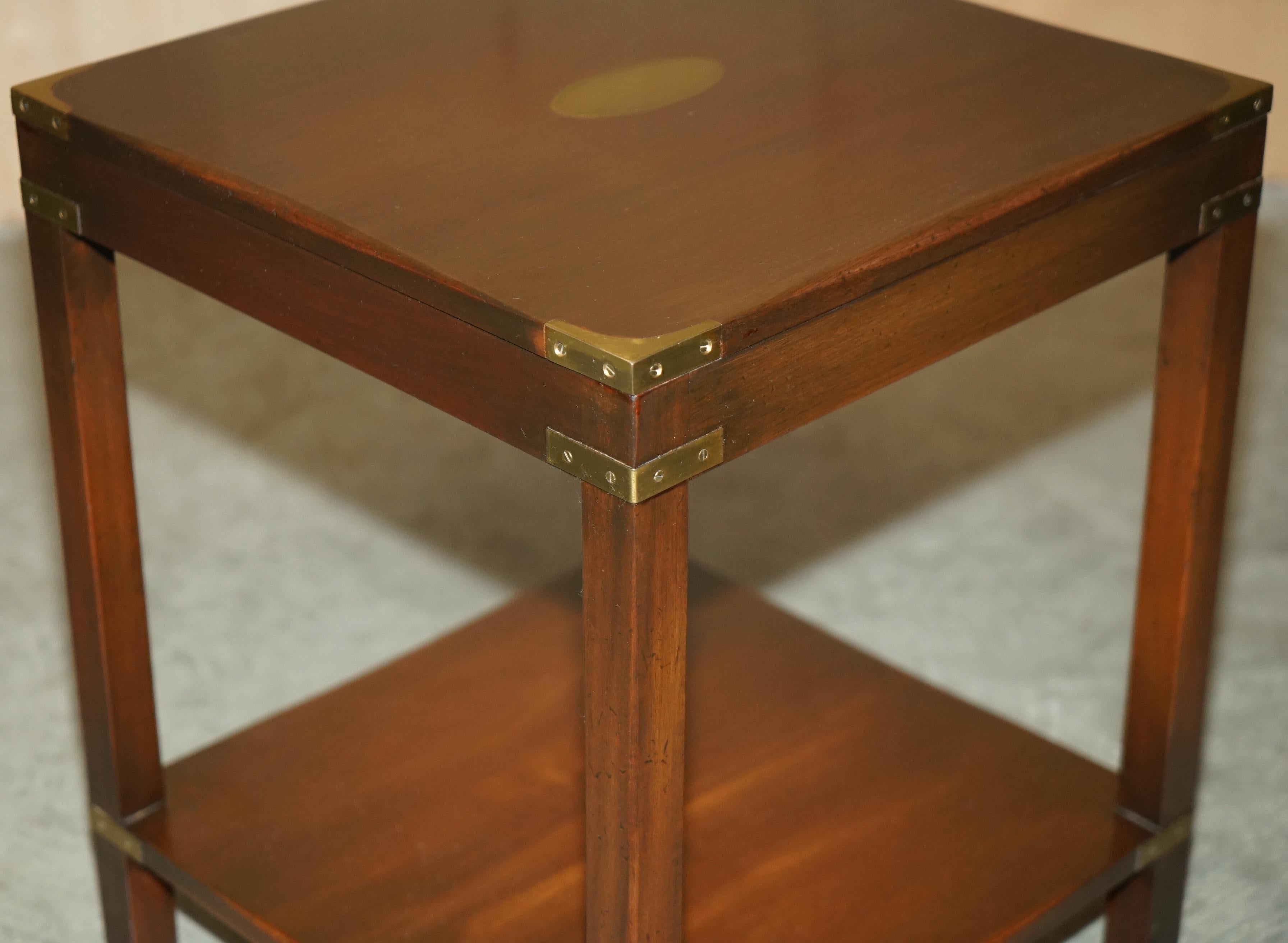 LUXUS HARRODS LONDON KENNEDY MILITARY CAMPAIGN HARDWOOD SIDE END TABLE im Angebot 2