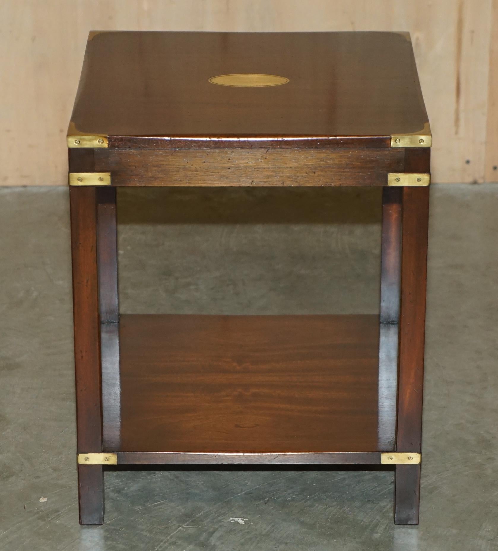 Campaign LUXURY HARRODS LONDON KENNEDY MILITARY CAMPAIGN HiGH SIDE END TABLE HARDWOOD For Sale
