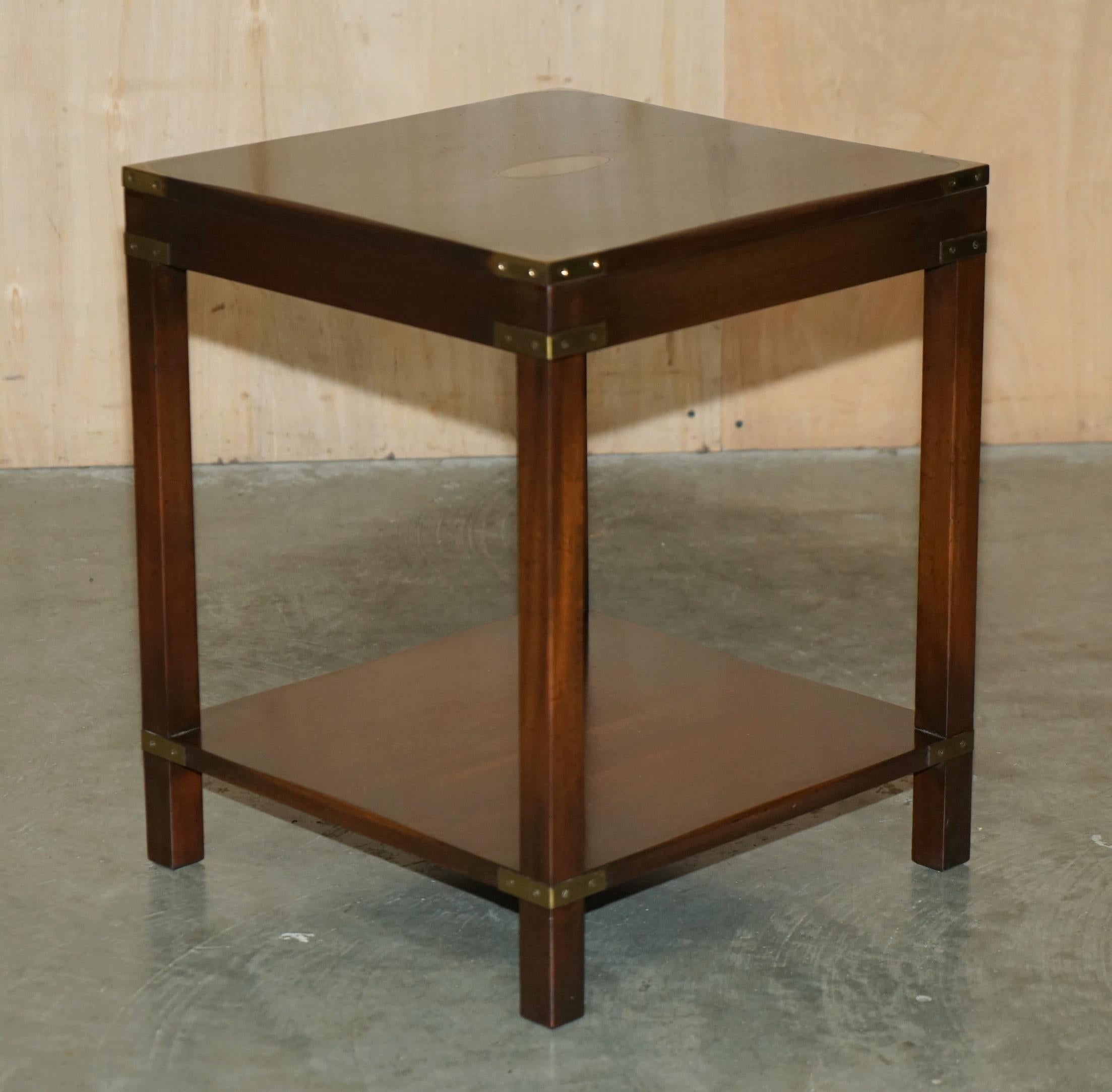 LUXURY HARRODS LONDON KENNEDY MILITARY CAMPAIGN HiGH SIDE END TABLE HARDWOOD For Sale 2