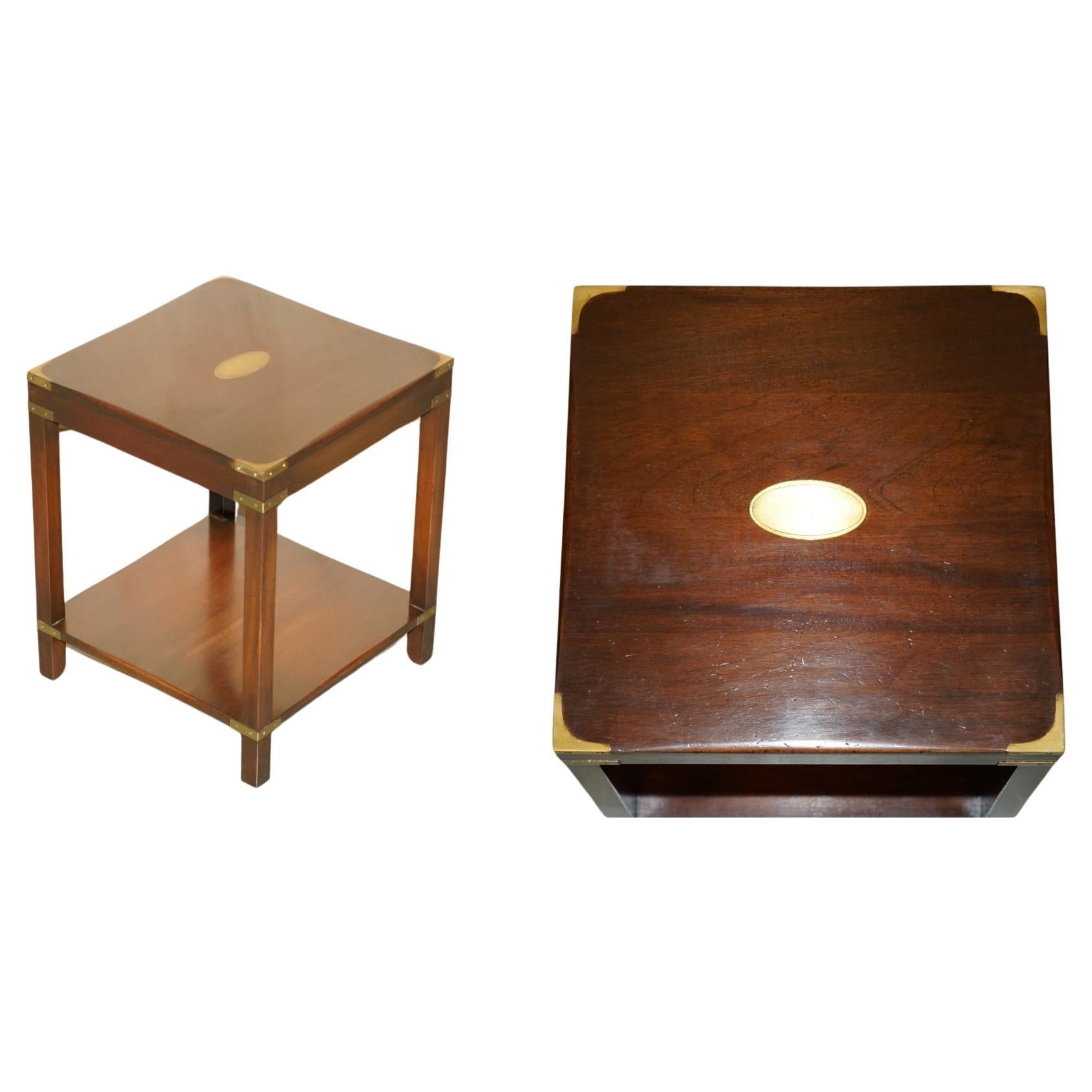 LUXURY HARRODS LONDON KENNEDY MILITARY CAMPAIGN HiGH SIDE END TABLE HARDWOOD For Sale