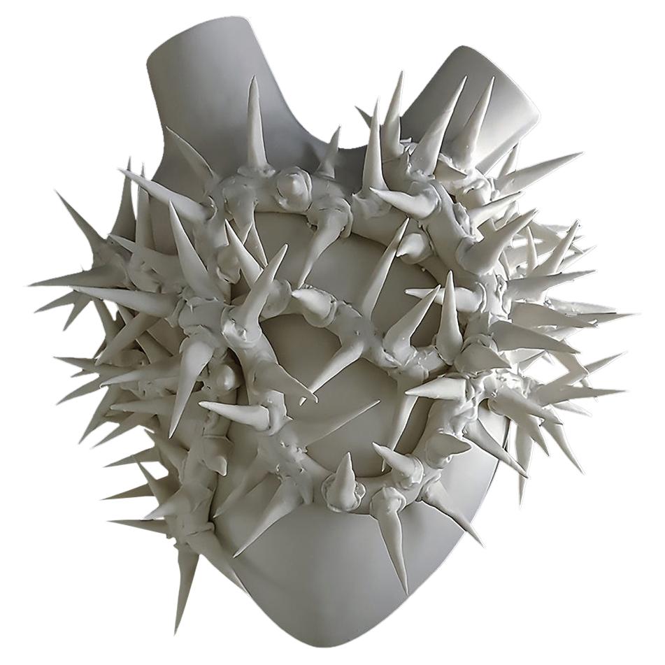 Luxury Vase #1 "Thorns Heart". Porcelain. Handmade design and crafted in Italy.  For Sale