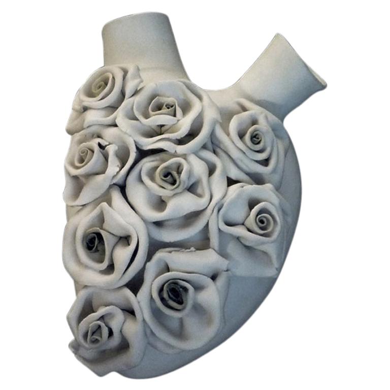 Luxury Vase #27 "Roses Heart". Porcelain. Handmade design and crafted in Italy.  For Sale