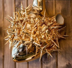 Jarrón de lujo nº 33 "Dolor de oro". Porcelana, pan de oro. Diseño hecho a mano en Italia.