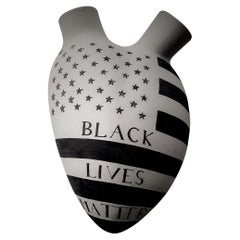 Luxus Vase 4 ""#BLM Black Lives Matter"". Porzellan. Handgefertigtes Design.