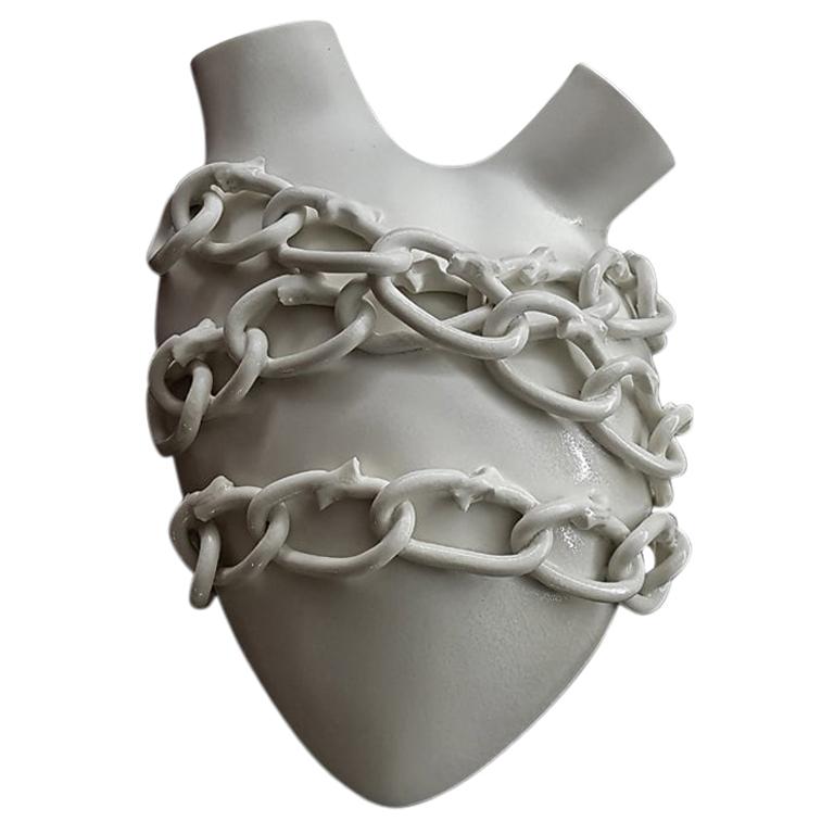 Luxury Vase #50 "Love Chains". Porcelain. Handmade design and crafted in Italy.  For Sale