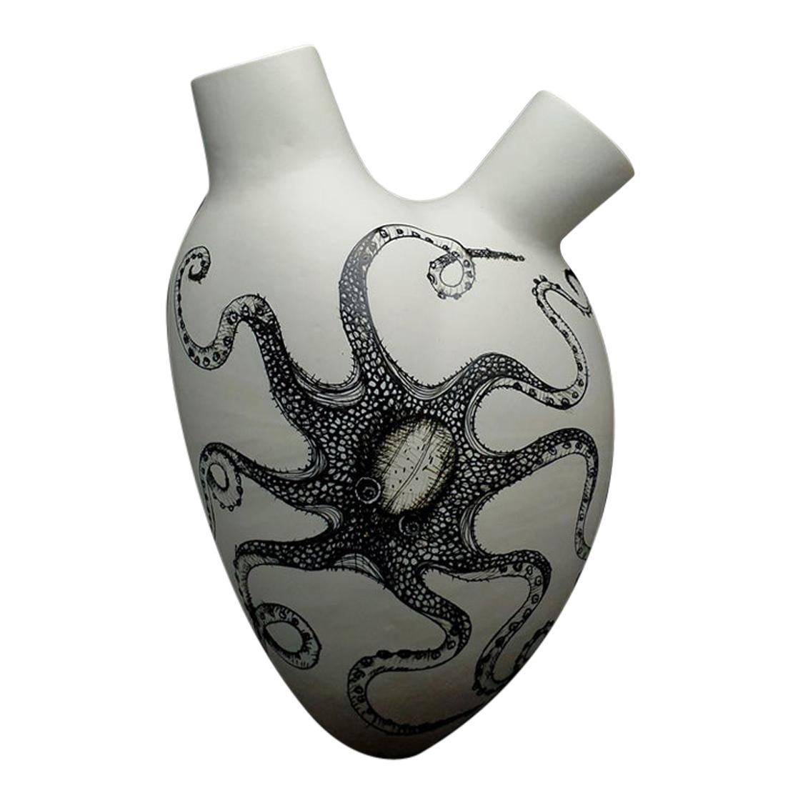 Luxus-Vase #57 "Oktopus". Porzellan. Handgefertigtes Design und hergestellt in Italien. 2020