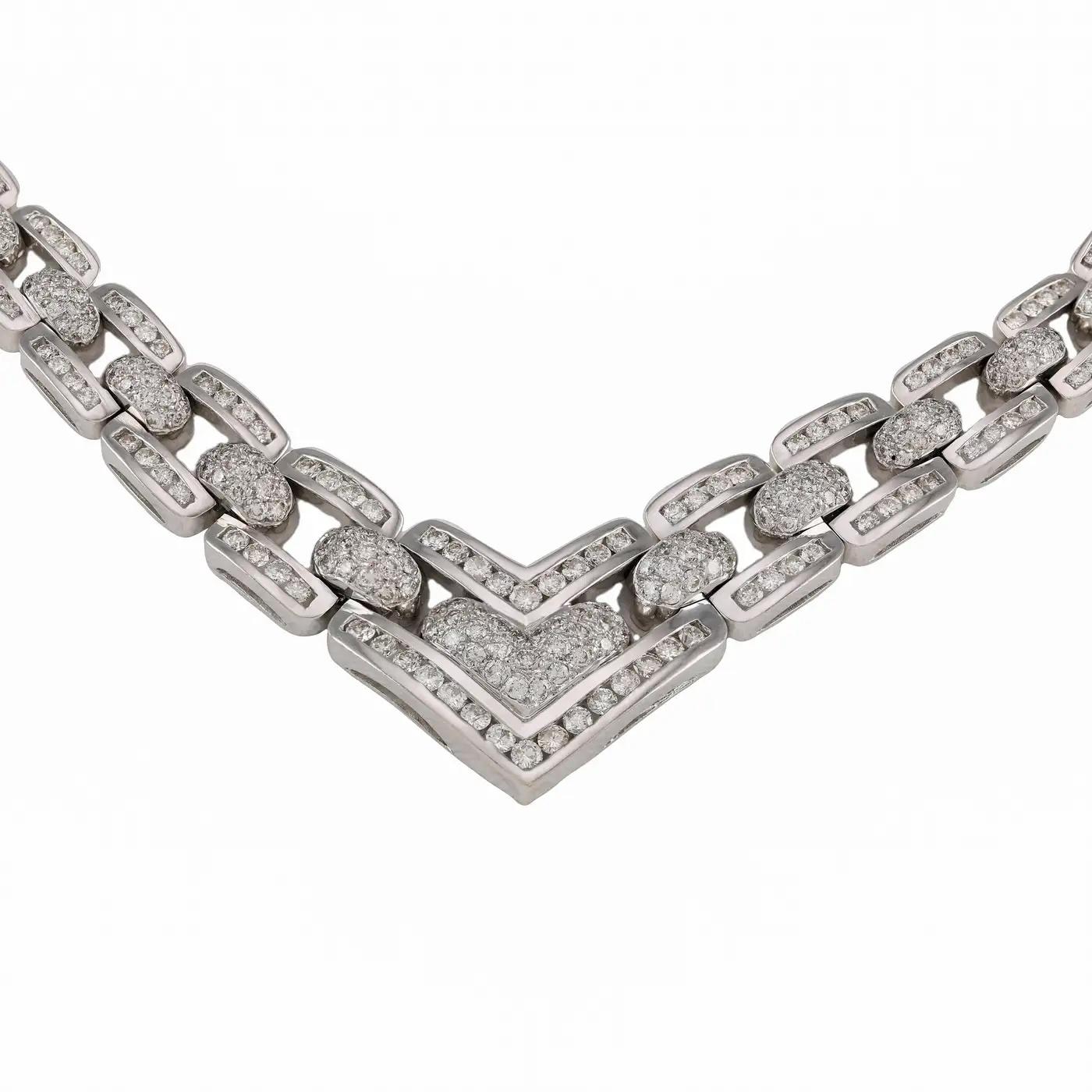 Collar de lujo con diamantes pesados de noche, corazón, eslabón de pantera hinchada 8.00ct en Nuevo estado para la venta en Great Neck, NY