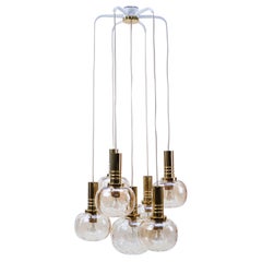 Luxury Hollywood Regency Amber Glass Cascading Lamp by Hillebrand Germany, 1960s