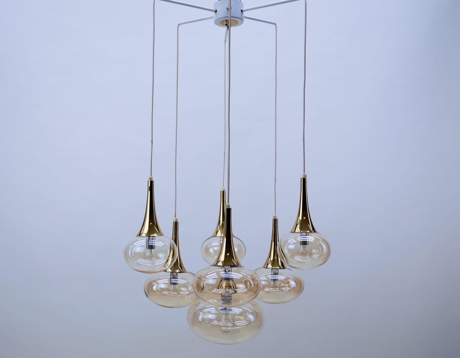 Luxury Hollywood Regency Amber Glass Cascading Lamp from Germany, 1960s 7