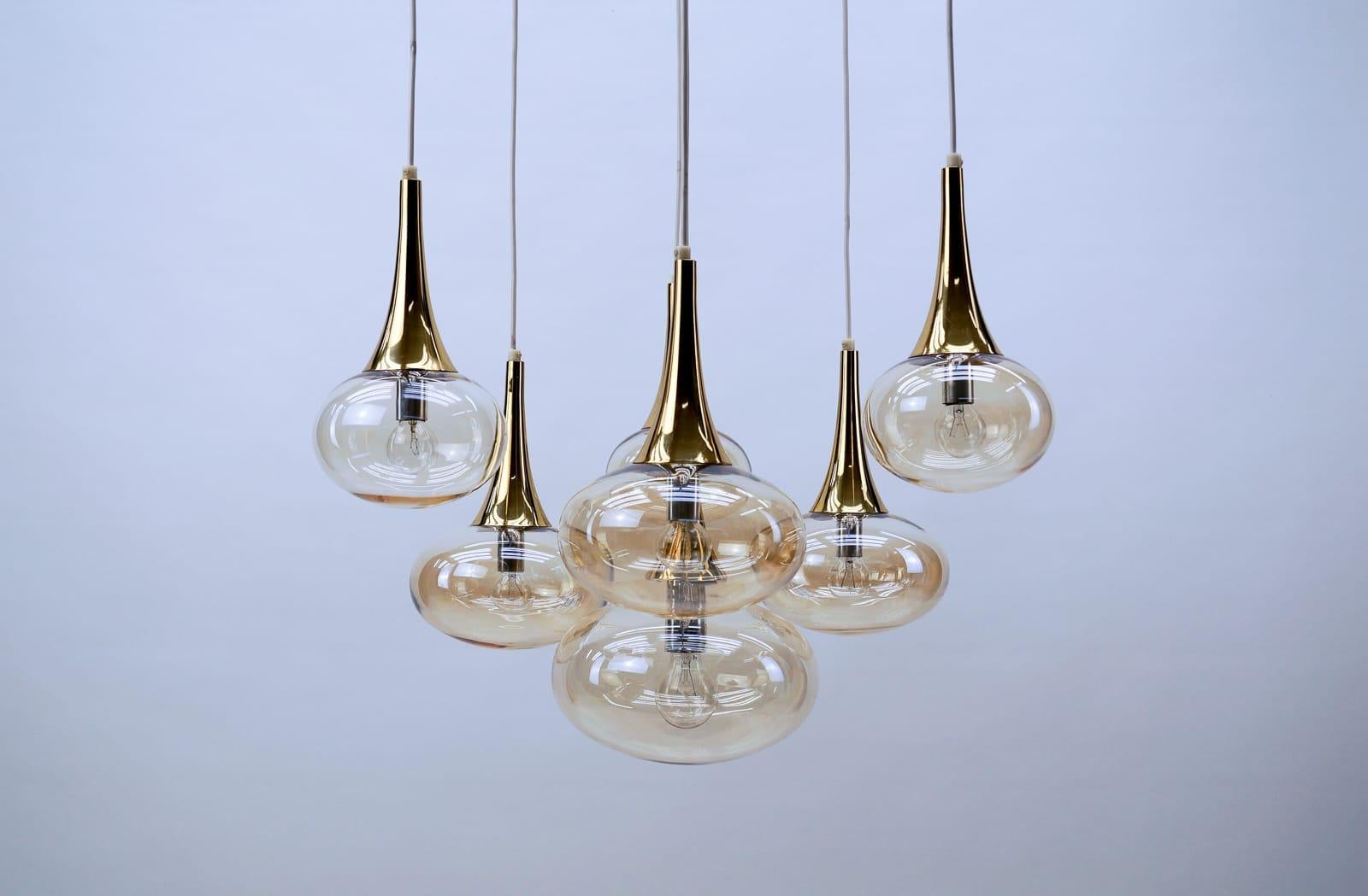 Luxury Hollywood Regency Amber Glass Cascading Lamp from Germany, 1960s 2