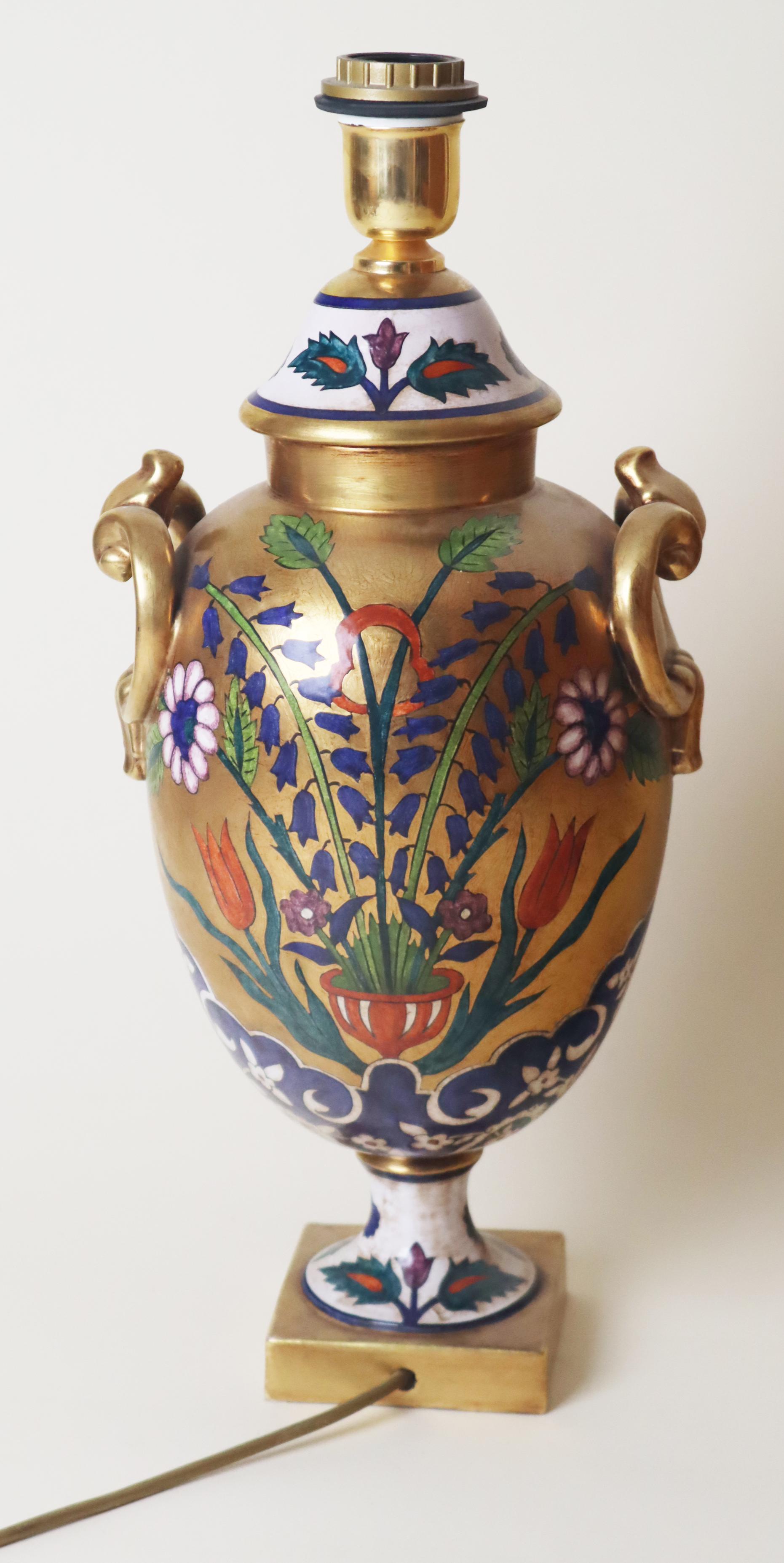 Lujosa lámpara de mesa Hollywood Regency de Ceramiche Batignani Firenze Italia Italiano en venta
