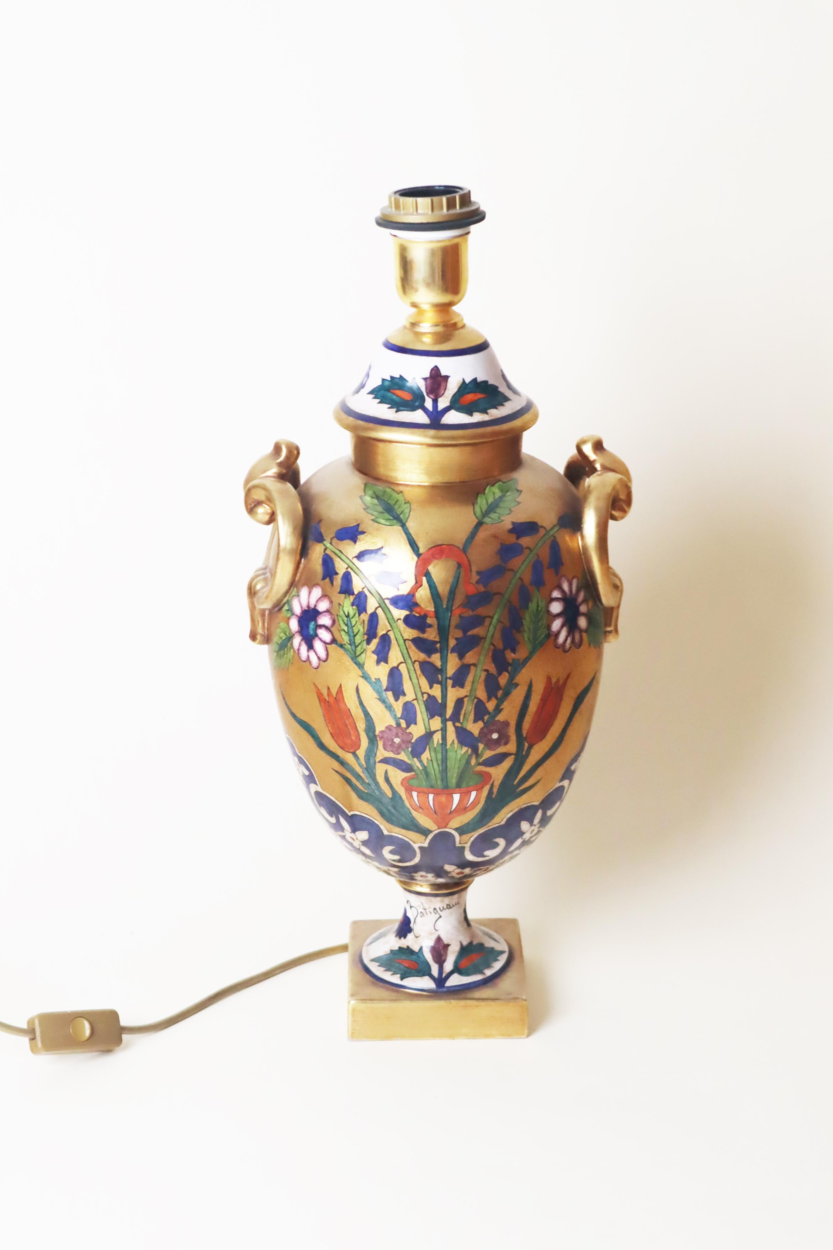 Lujosa lámpara de mesa Hollywood Regency de Ceramiche Batignani Firenze Italia en venta 1