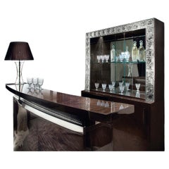 Luxury Italian Absolute Credenza Top with Glass Shelf and Venetian Glass Inserts