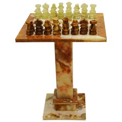 Luxury Italian Alabaster and Marble Chess, circa 1970
