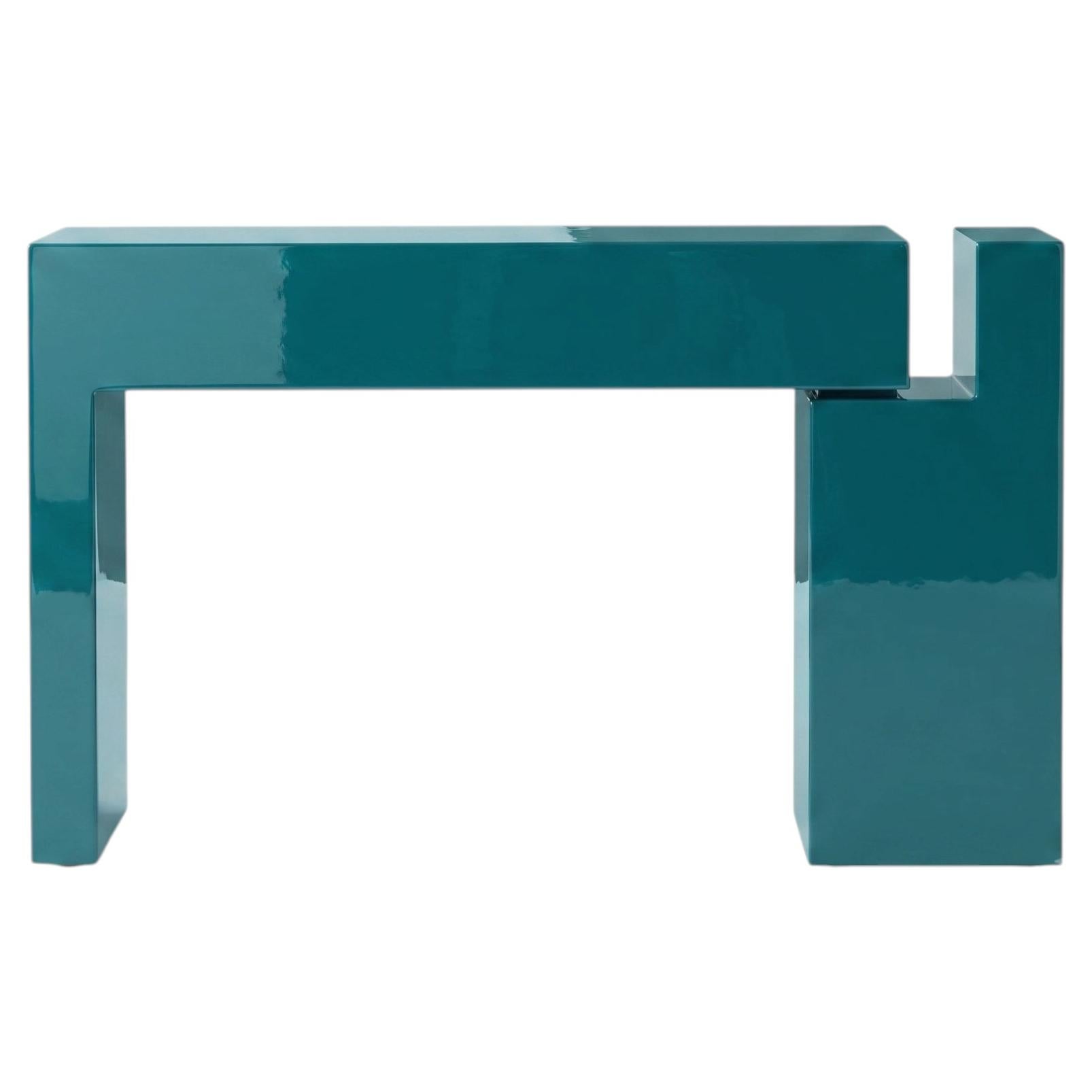 Luxury Italian Lacquered MDF Console Table Mogg Berlino Dainelli Studio RAL 5021 For Sale