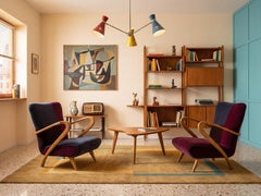 Luxury Italian Lounge Armchairs in Bespoke Velvet, in the style of MCM, Italy
