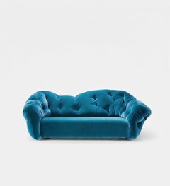 Luxury Italian Lounge Sofa in Velvet - Gaetano Pesce for Meritalia Nubola - Cyan