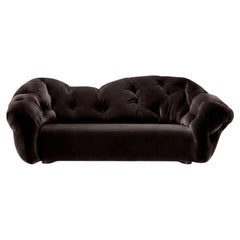 Luxury Italian Lounge Sofa in Velvet - Gaetano Pesce for Meritalia Nubola Brown