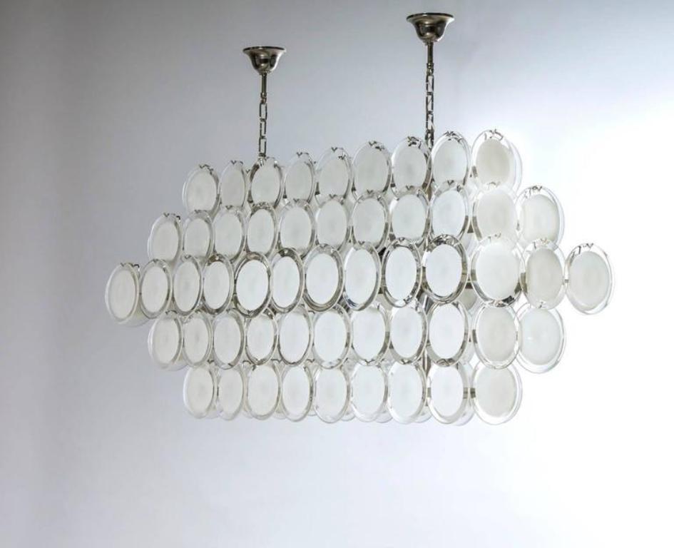 Mid-Century Modern Murano Glass Suspension White-Milk Plates Giovanni Dalla Fina Contemporary Italy For Sale