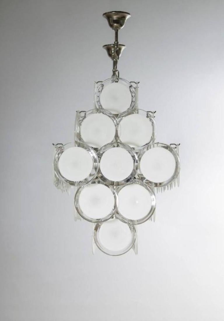 Murano Glass Suspension White-Milk Plates Giovanni Dalla Fina Contemporary Italy For Sale 1