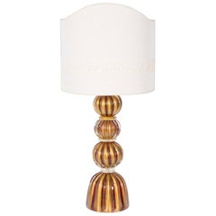 Luxury, Italian Venetian, Table Lamp, blown Murano Glass, Red and Gold 24-Karat