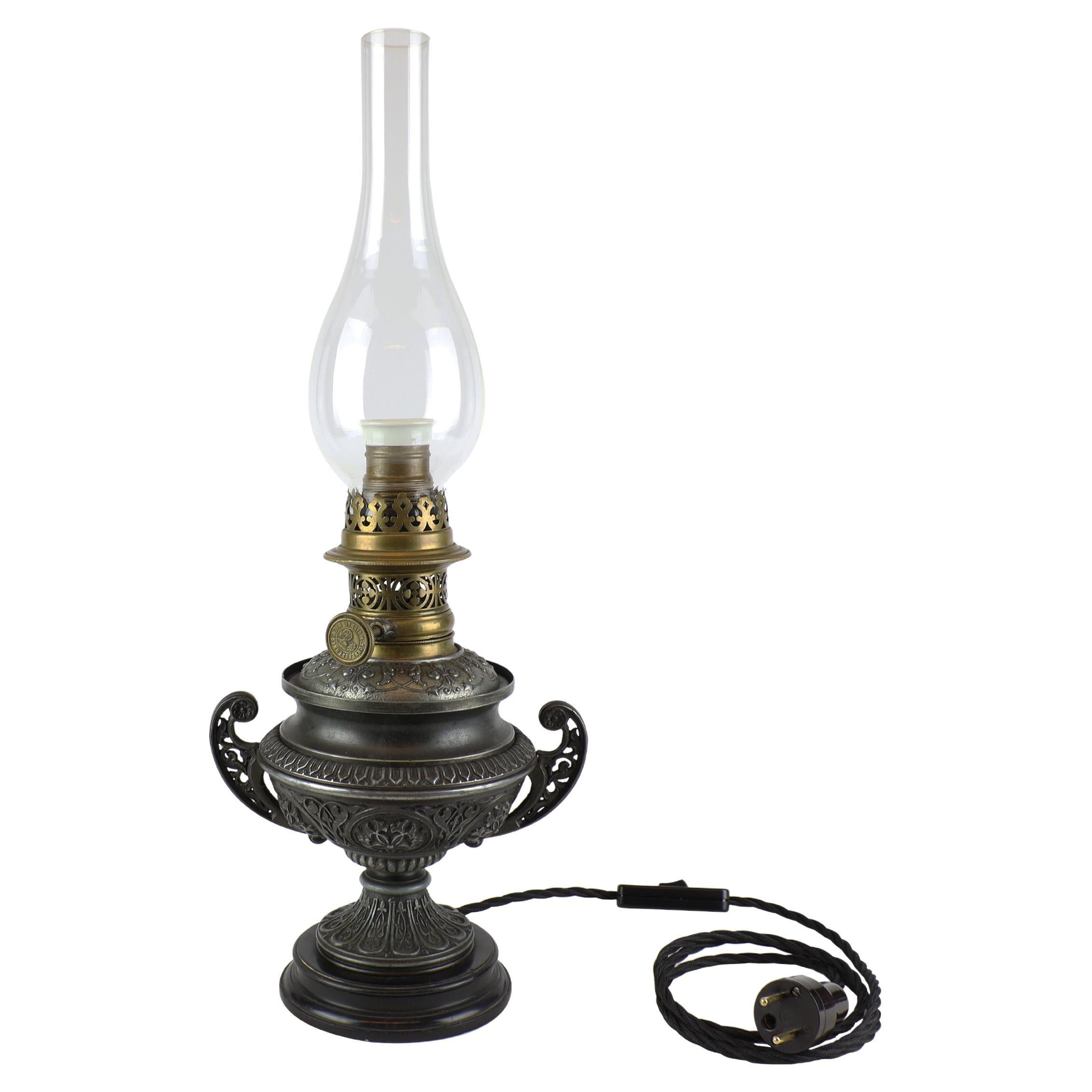 Luxury Kerosene Table Lamp R. Ditmar Wien 'Electrified'