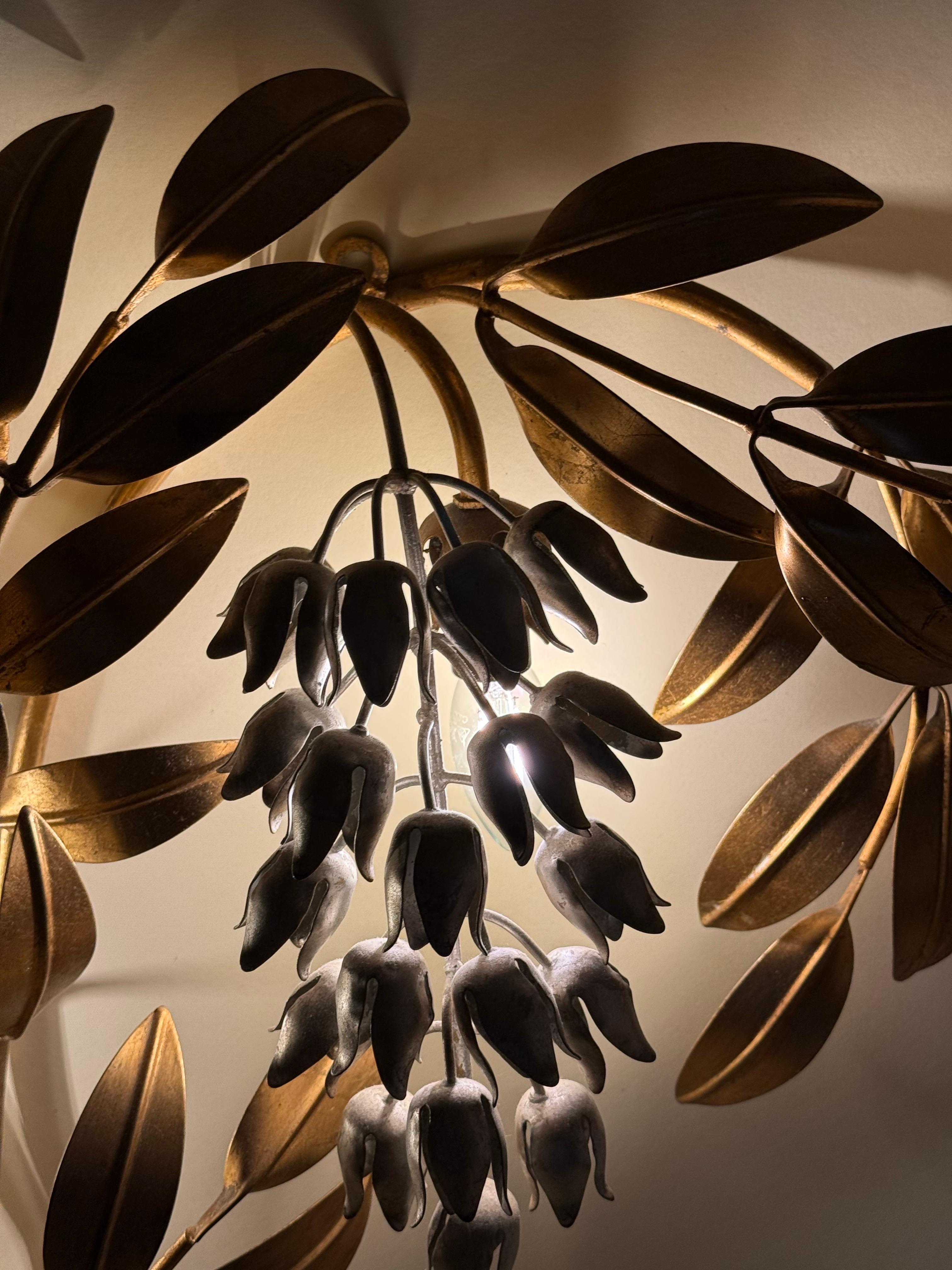 Luxury Large Golden Bell Flower Pioggia Doro Wall Lamp by Hans Kögl For Sale 3